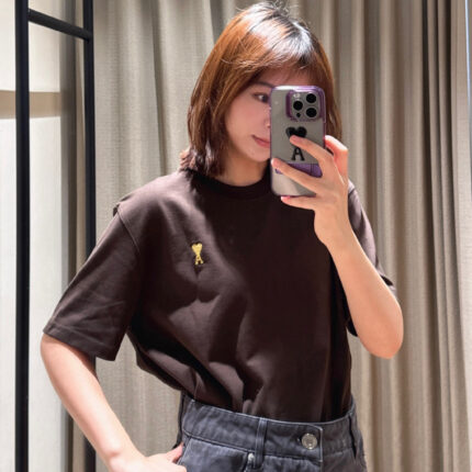 AmTchen Ami Golden Embroidered Love Cotton T-shirt